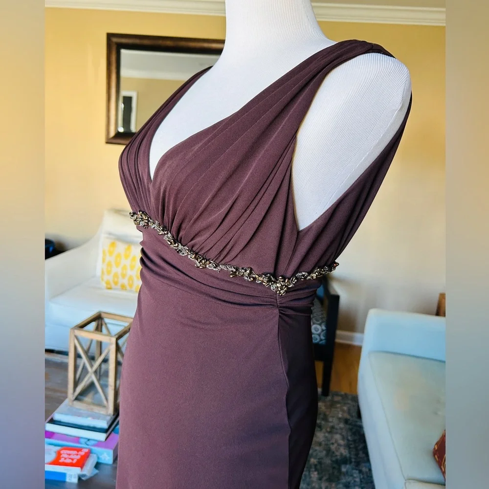 Vintage David Meister Chocolate Brown Cocktail Dress Size 2 - Picture 5 of 14